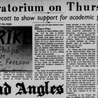 Quad Angles newspaper article showing class boycott/strike in support of academic freedom